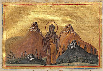 Menologion of Basil II, Saint Thecla, 985.